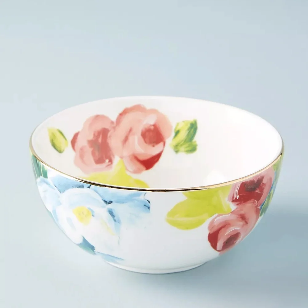 Vintage Anthropologie 2 PIECE Anais Bowl + Dinner Plate set